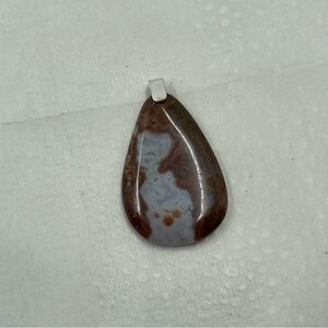 Brown and Gray Agate Teardrop Pendant